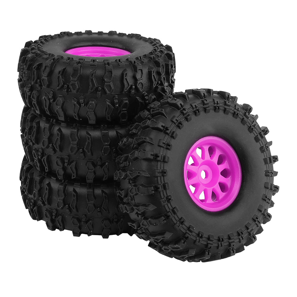 LonZeXy 1.0 inch Plastic Wheel Hub Rims or with Rubber Tires 4PCS For 1/24 SCX24 1/28 RC Off-Road Buggy Mini Model Truck 29.6mm Diameter Colorful RC Car Replacement Parts Style C