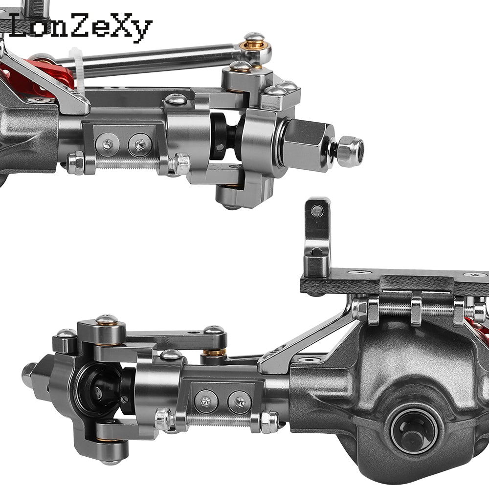 Lonzxey Aluminum Complete Axle Set with Enhanced Axle Shaft for Axial SCX10 RC4WD D90 1/10 RC C (Titanium Front+Rear)