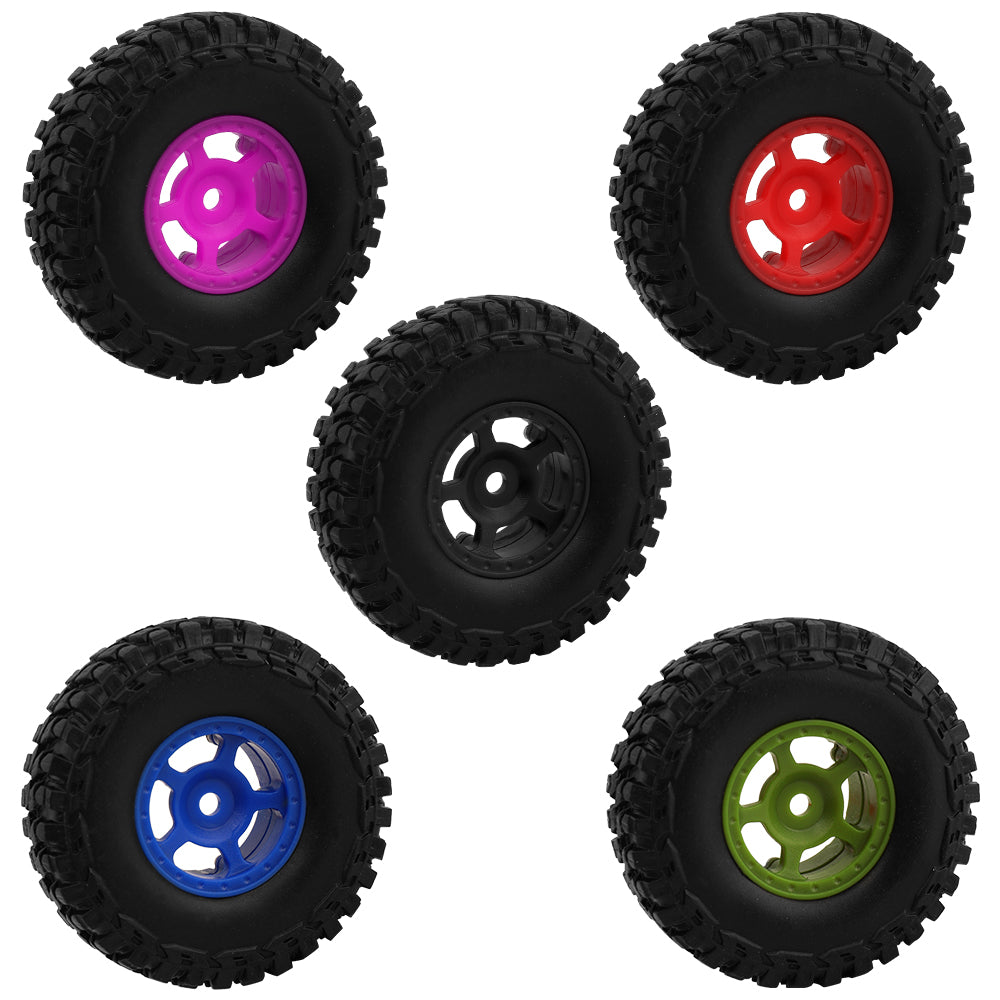 LonZeXy 1.0 inch Plastic Wheel Hub Rims or with Rubber Tires 4PCS For 1/24 SCX24 1/28 RC Off-Road Buggy Mini Model Truck 29.6mm Diameter Colorful RC Car Replacement Parts Style J