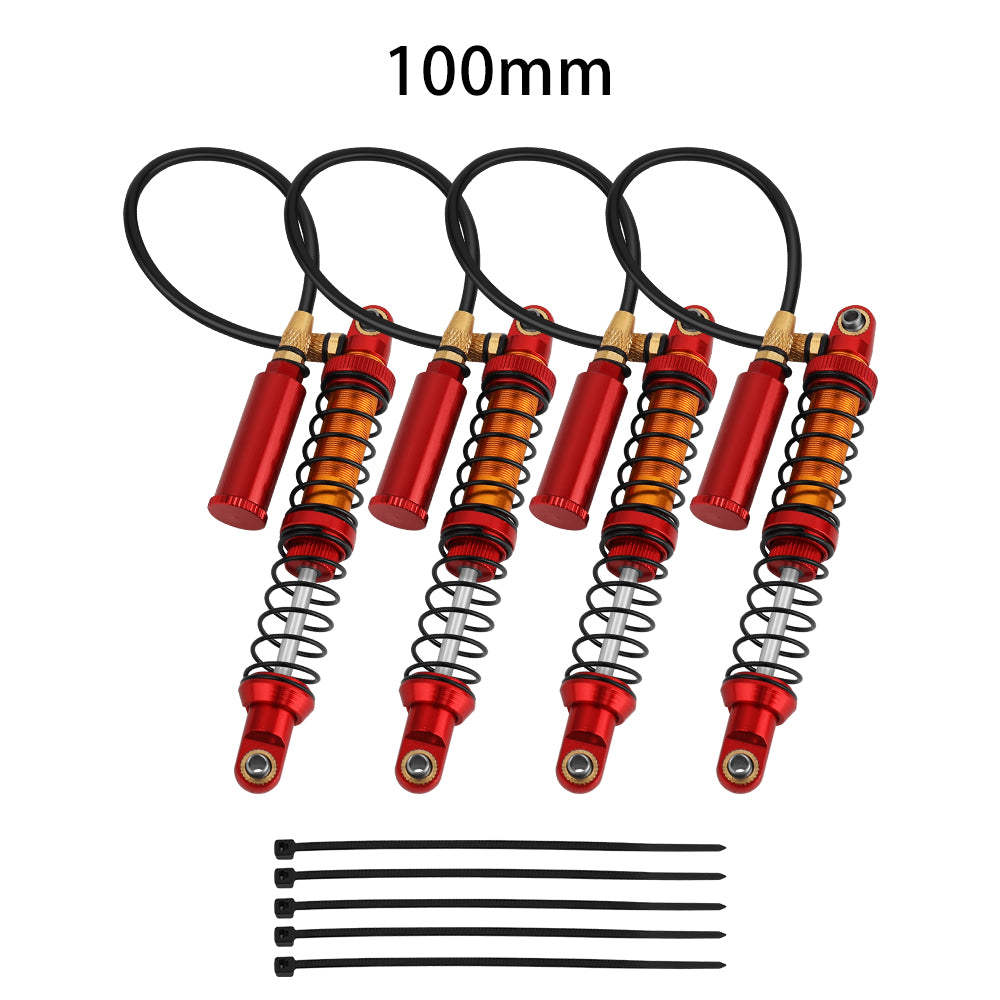 LonZeXy 4PCS Remote Reservoir Dual Spring Negative Pressure Shock Absorber 70/80/90/100/110/120mm Oil Damper For Axial SCX10 TRX4 TRX6 Wraith 1/10 RC Crawler Upgrade Parts