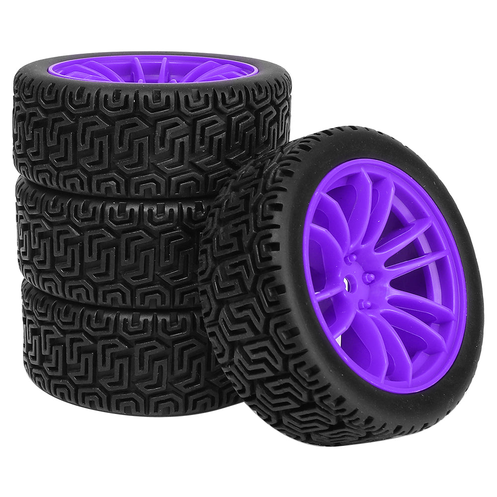 1/10 RC On-Road Buggy Wheels 34.6g All-Terrain Pattern Rubber Tires Multi Color Plastic Rims 12mm Hex RC Upgrade Parts