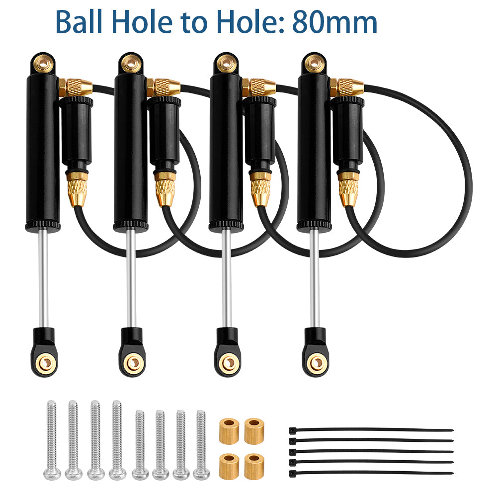 LonZeXy 4PCS Remote Reservoir Negative Pressure Shock Absorber 56/63/68/75/80mm Oil Damper For Traxxas TRX4M 1/18 RC Crawler Car Upgrade Aluminum Suspension Parts