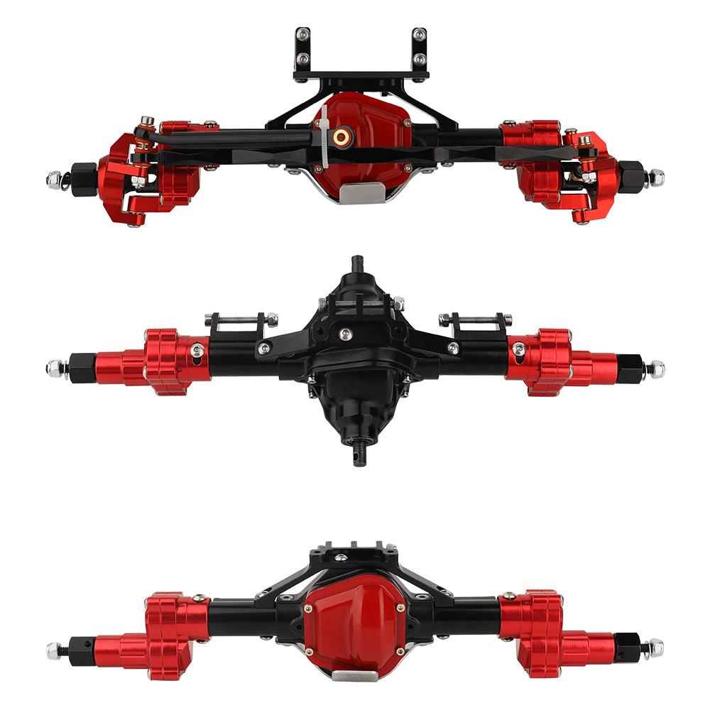 LonZeXy CNC Aluminum Portal Middle Axle With Steering Link Option, Metal Portal Axle For 1/10 SCX10 6x6 RC Crawler Chassis Upgrade Parts