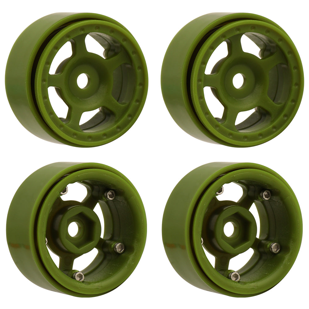 LonZeXy 1.0 inch Plastic Wheel Hub Rims or with Rubber Tires 4PCS For 1/24 SCX24 1/28 RC Off-Road Buggy Mini Model Truck 29.6mm Diameter Colorful RC Car Replacement Parts Style J