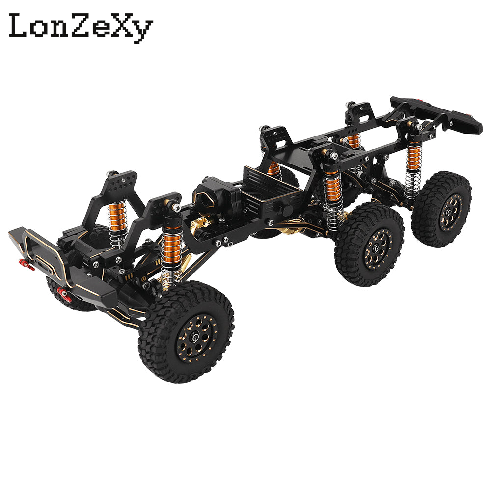 LONZEXY Metal 6x6 RC Car Chassis Frame with Front Middle Rear Axles Gearbox DIY for TRX4M