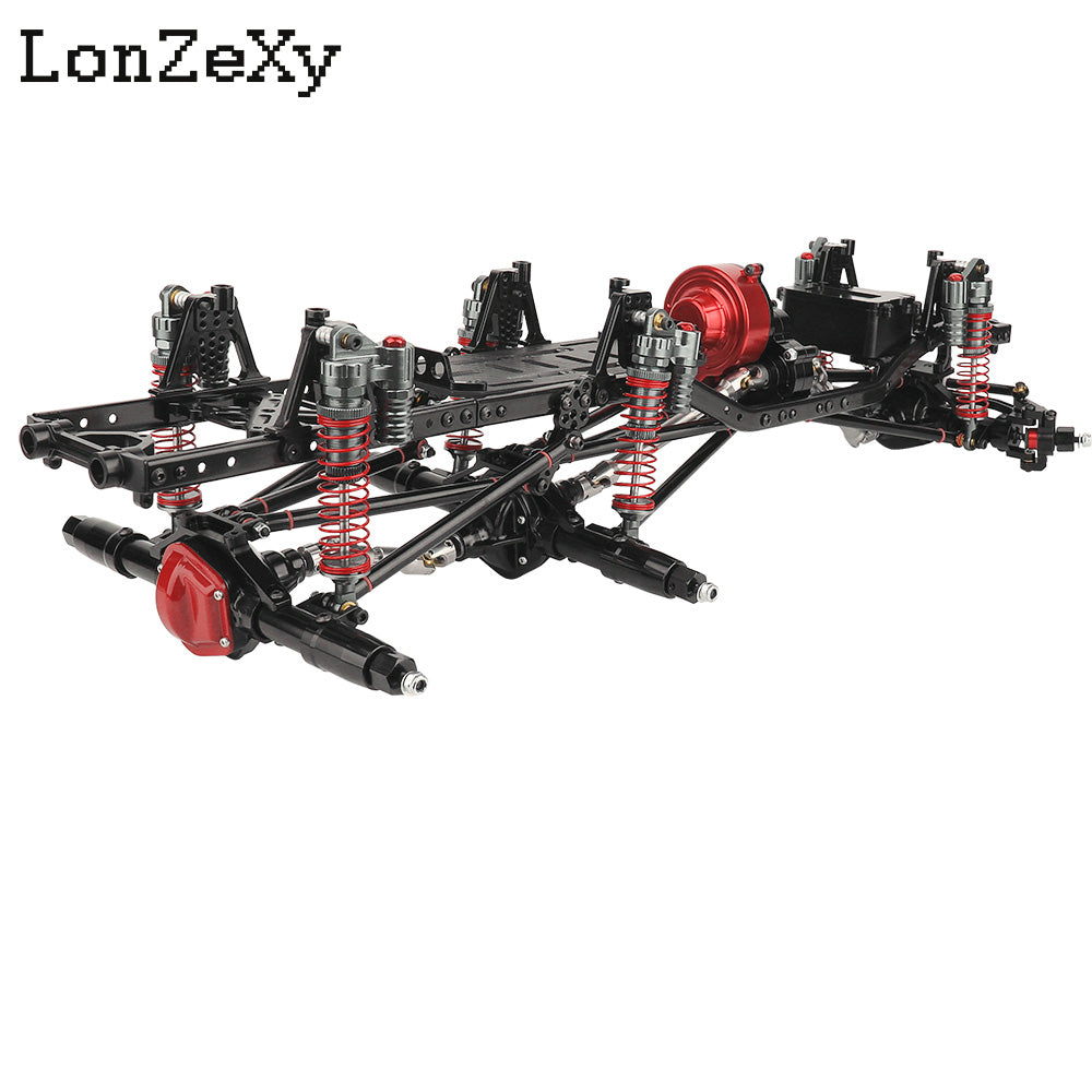 LONZEXY Wheelbase 450mm  6x6 Frame Set +Transmission Front Middle Rear Axle for SCX10
