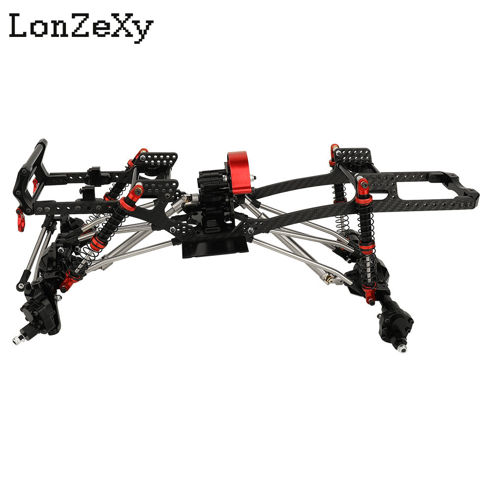 LONZEXY Carbon Fiber Frame Rail Kit Transmission Skid Plate for SCX10 Capra