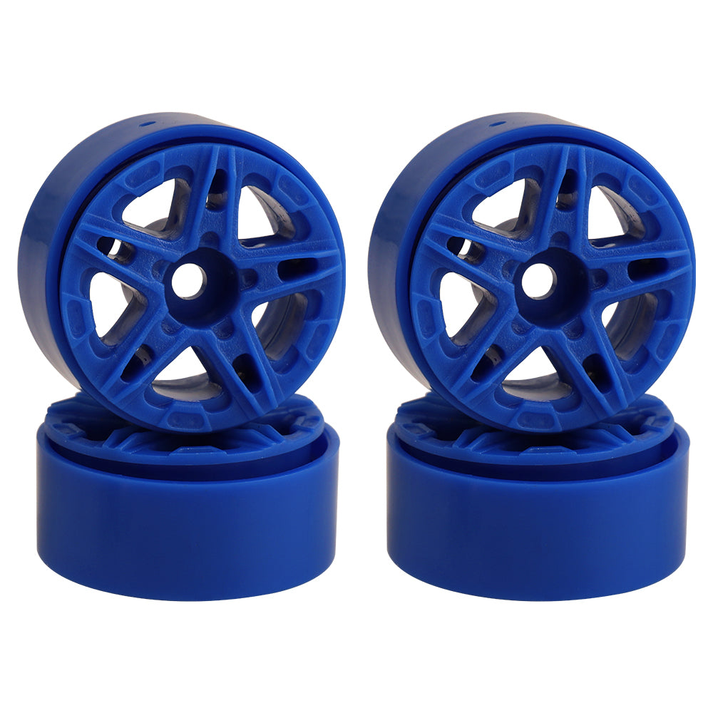 LonZeXy 1.0 inch Plastic Wheel Hub Rims or with Rubber Tires 4PCS For 1/24 SCX24 1/28 RC Off-Road Buggy Mini Model Truck 29.6mm Diameter Colorful RC Car Replacement Parts Style K
