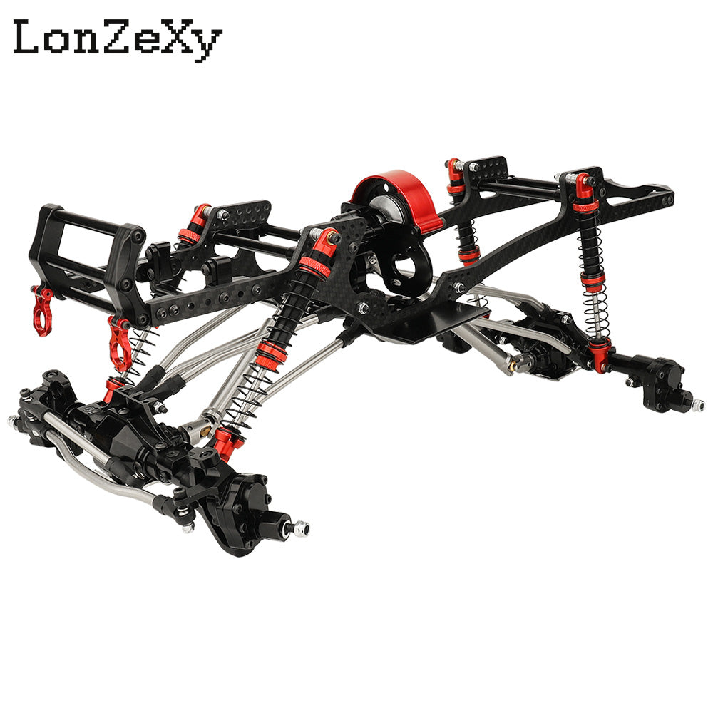 LONZEXY Carbon Fiber Frame Rail Kit Transmission Skid Plate for SCX10 Capra