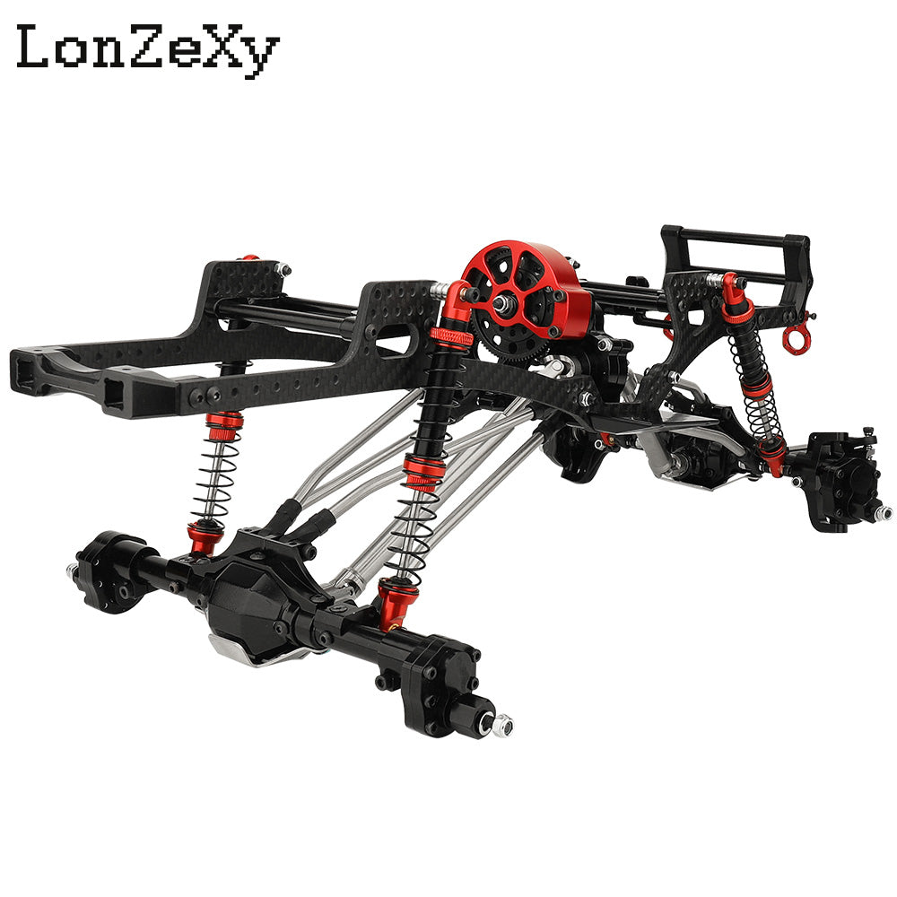 LONZEXY Carbon Fiber Frame Rail Kit Transmission Skid Plate for SCX10 Capra