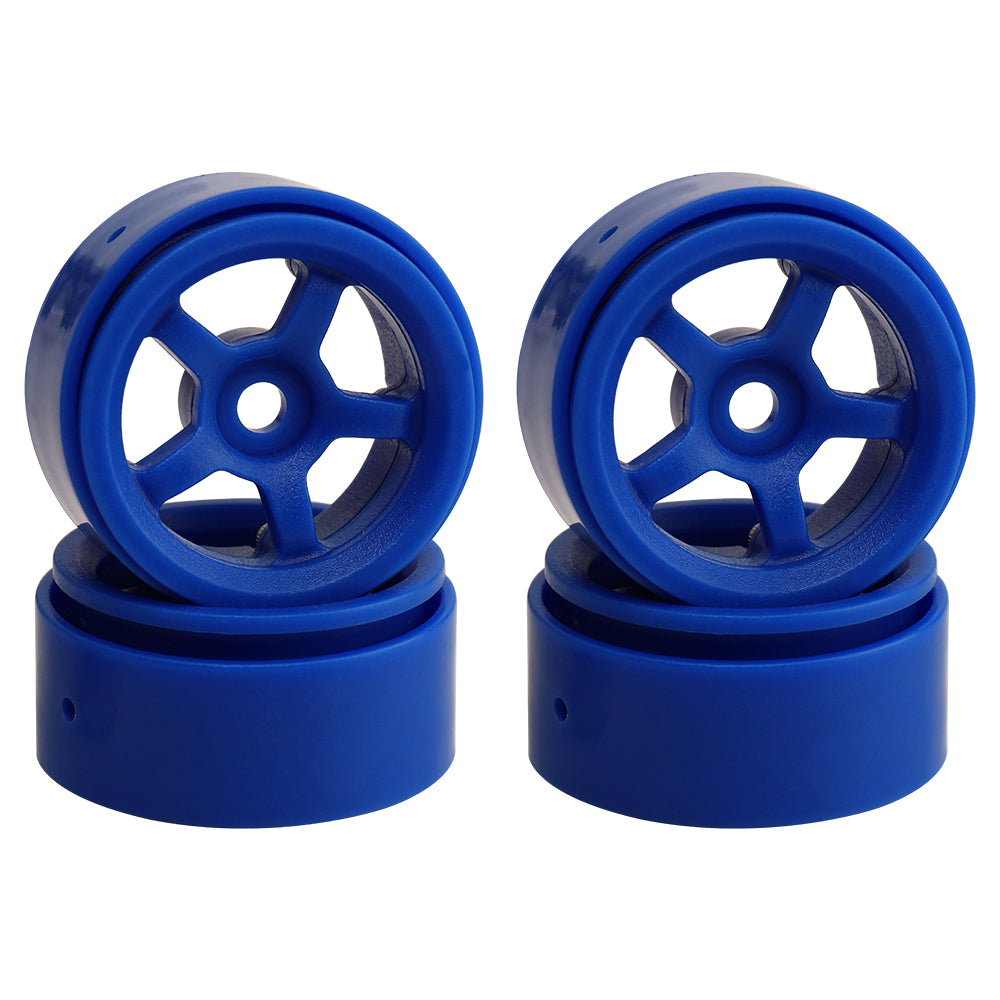 LonZeXy 1.0 inch Plastic Wheel Hub Rims or with Rubber Tires 4PCS For 1/24 SCX24 1/28 RC Off-Road Buggy Mini Model Truck 29.6mm Diameter Colorful RC Car Replacement Parts Style I