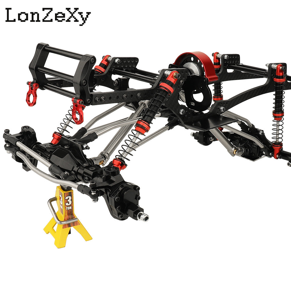 LONZEXY Carbon Fiber Frame Rail Kit Transmission Skid Plate for SCX10 Capra