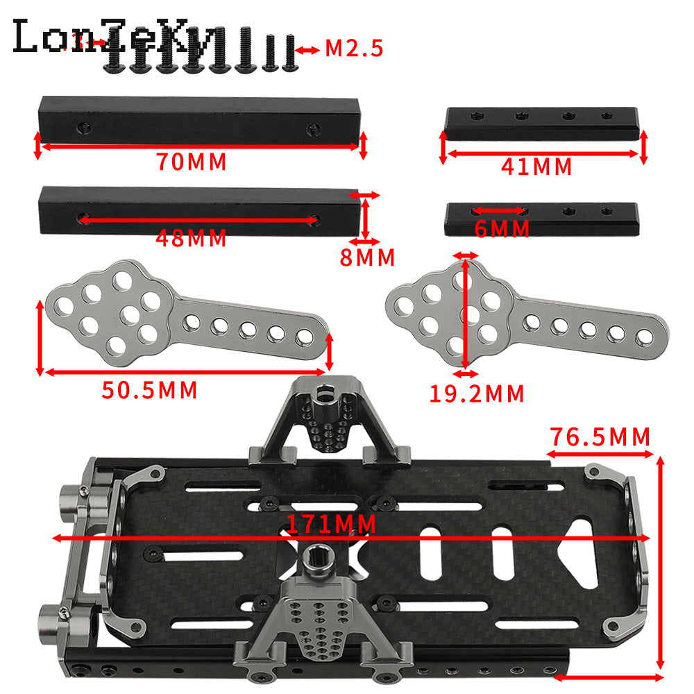 LONZEXY Metal 6x6 Frame Kit Rails + Shock Towers Battery Mount Bumper SCX10