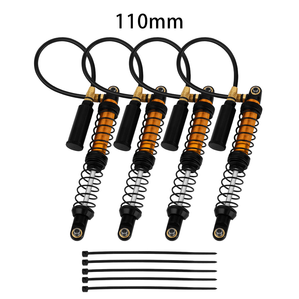 LonZeXy 4PCS Remote Reservoir Dual Spring Negative Pressure Shock Absorber 70/80/90/100/110/120mm Oil Damper For Axial SCX10 TRX4 TRX6 Wraith 1/10 RC Crawler Upgrade Parts