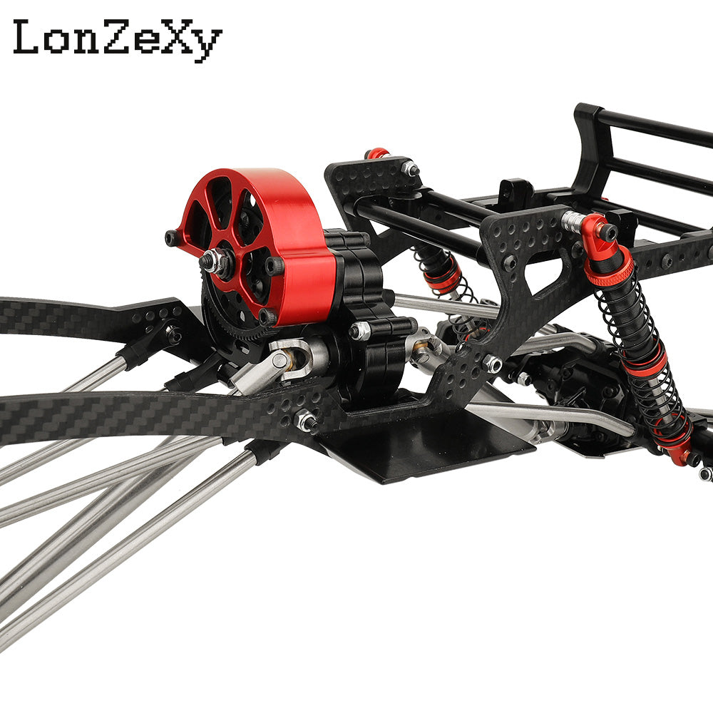 LONZEXY Carbon Fiber Frame Rail Kit Transmission Skid Plate for SCX10 Capra