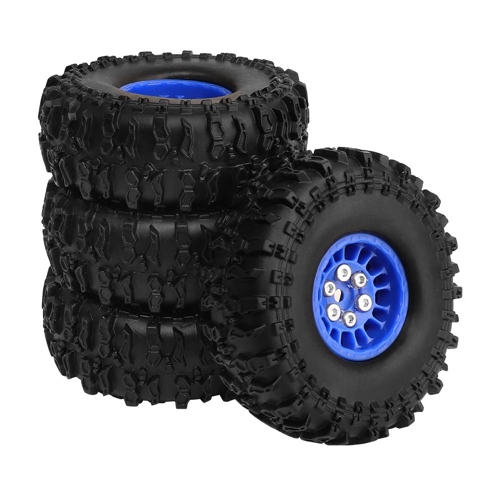LonZeXy 1.0 inch Plastic Wheel Hub Rims or with Rubber Tires 4PCS For 1/24 SCX24 1/28 RC Off-Road Buggy Mini Model Truck 29.6mm Diameter Colorful RC Car Replacement Parts Style B