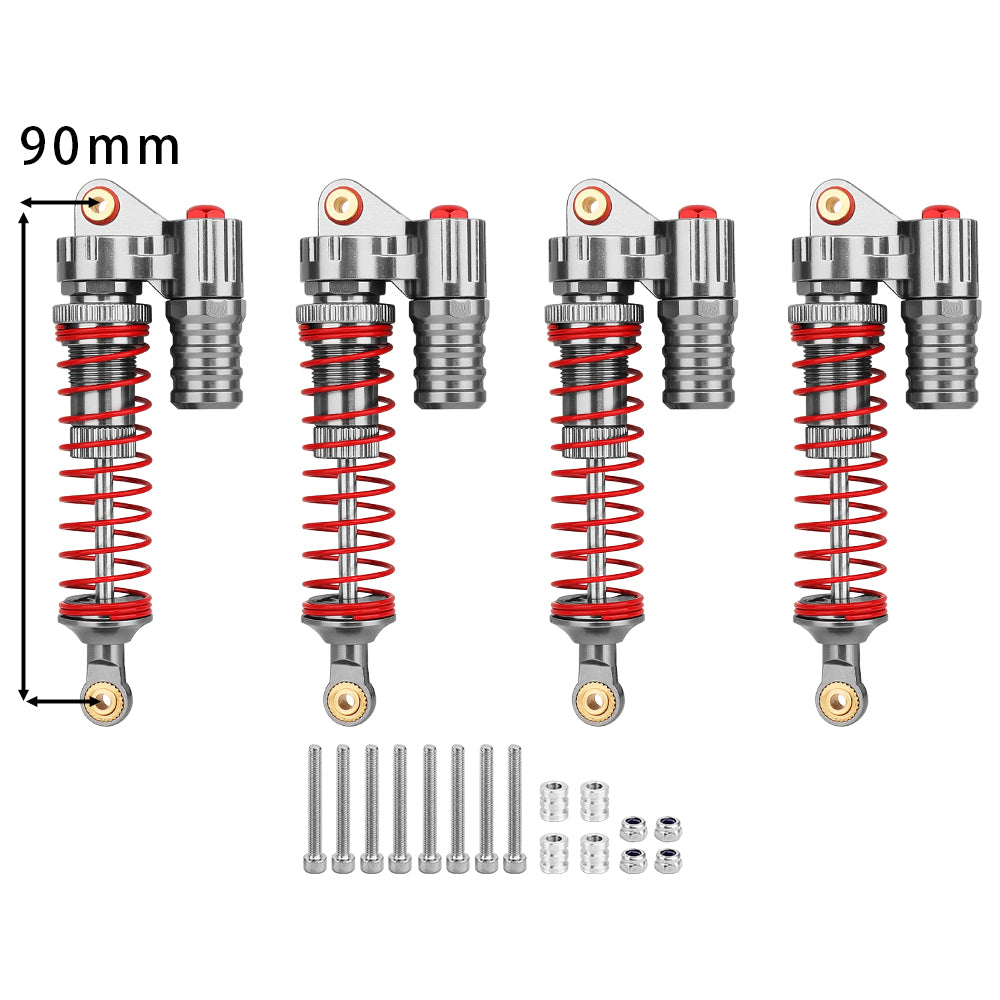 LonZeXy 4PCS 1/10 RC Crawler Piggyback Oil Shock Absorber 70/80/90/100/110/120mm Dual Spring Adjustable Damper For Axial SCX10 TRX4 D90 RC Off-Road Car Upgrade Parts