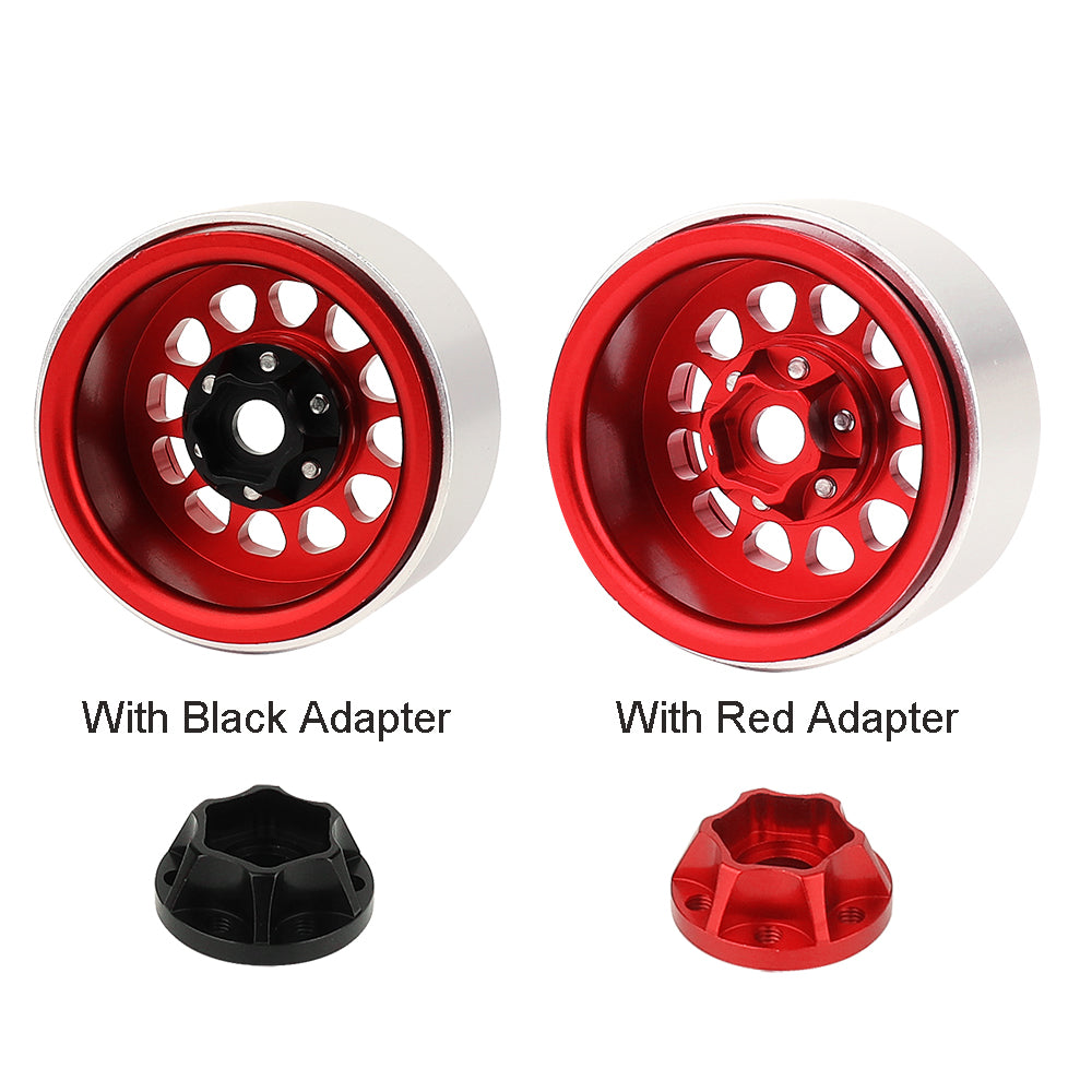LonZeXy 1.9 Inch CNC Aluminum Beadlock Wheel Rims Rubber Tires Set For 1/10 RC Crawler Axial SCX10 Off-Road Climbing Car Alloy Modification Wheels Multiple Color Options