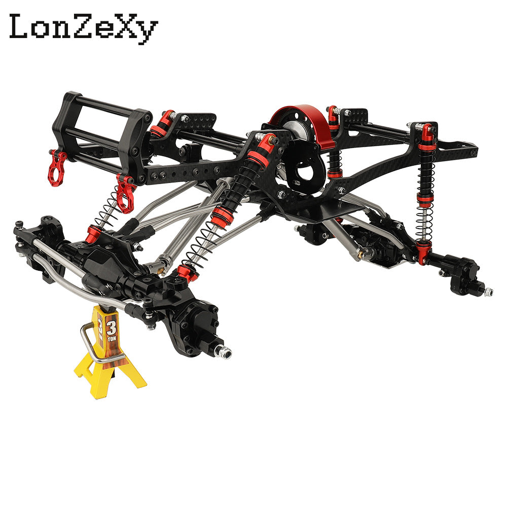 LONZEXY Carbon Fiber Frame Rail Kit Transmission Skid Plate for SCX10 Capra