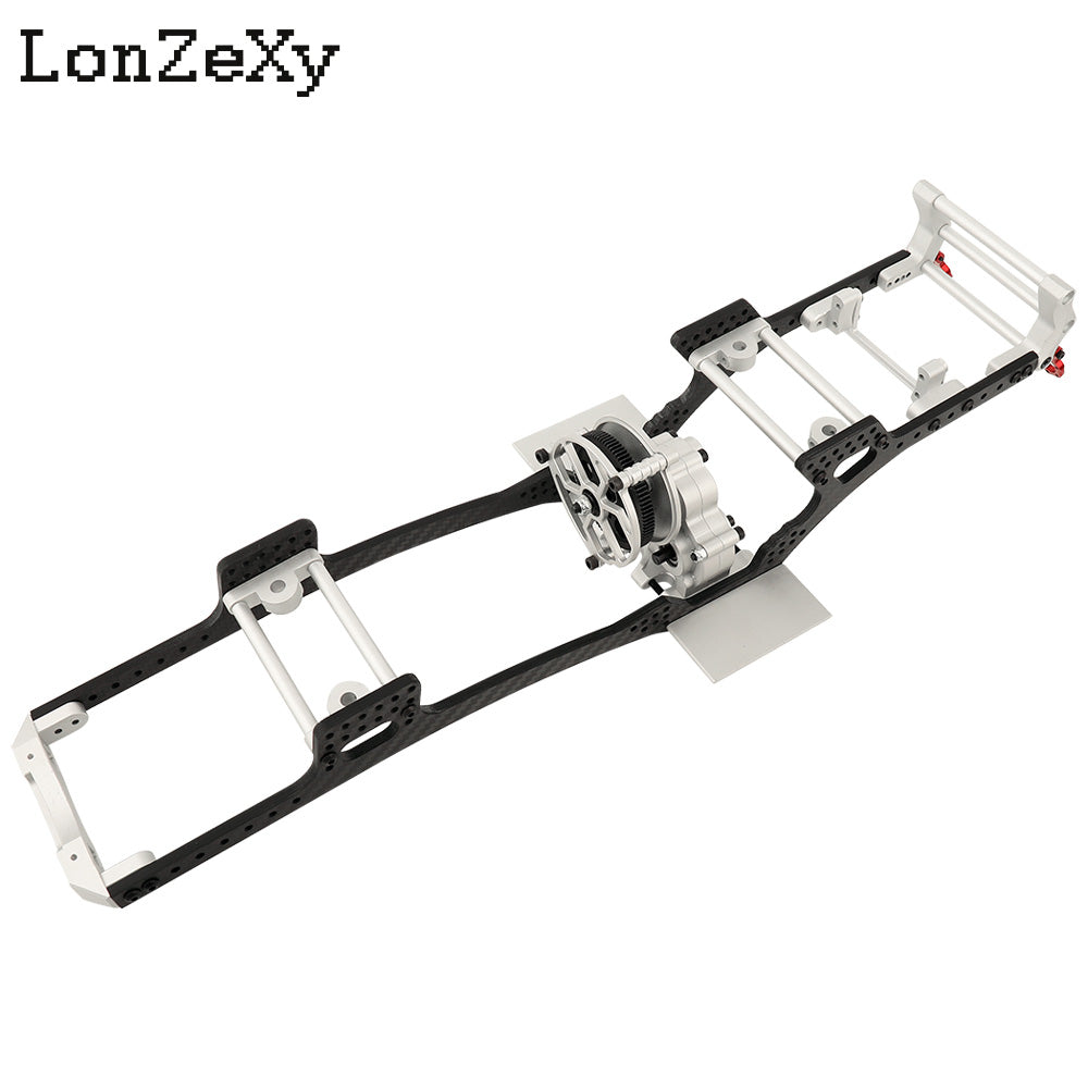 LONZEXY Fiber Frame Rails+Front Bumper Pull Rod Coupler Refit Set for SCX10 II