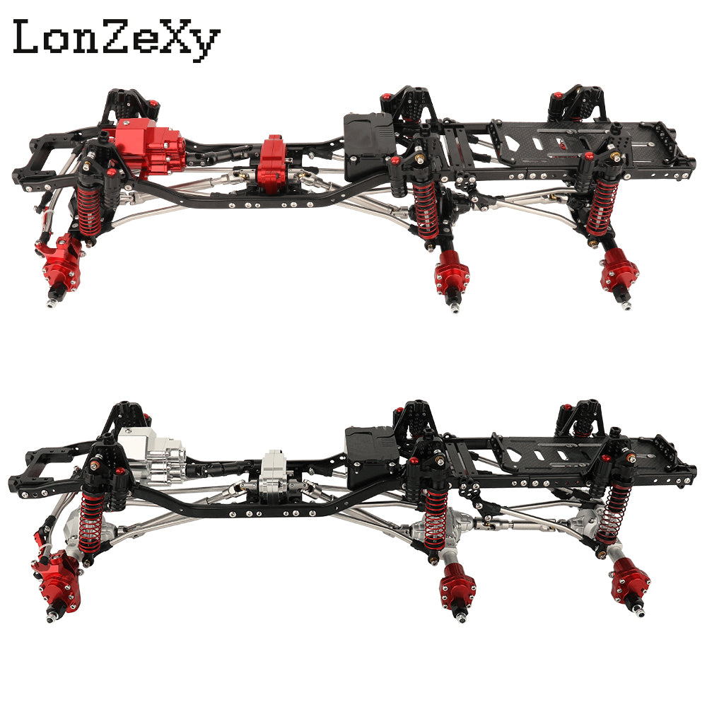 LONZEXY 6x6 RC Frame with Front Middle Rear Axles Gearbox for SCX10 II