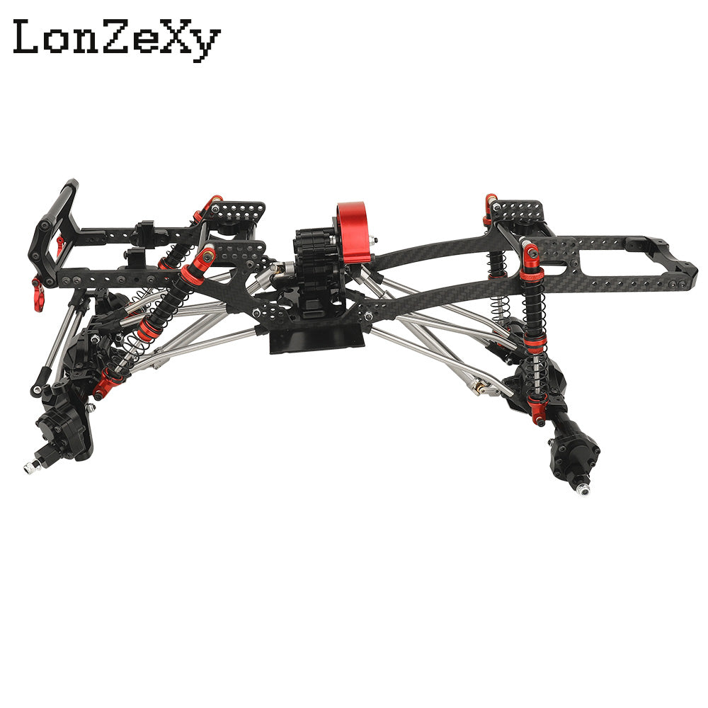 LONZEXY Carbon Fiber Frame Rail Kit Transmission Skid Plate for SCX10 Capra