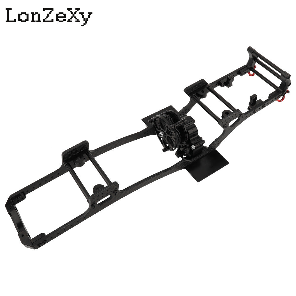 LONZEXY Fiber Frame Rails+Front Bumper Pull Rod Coupler Refit Set for SCX10 II