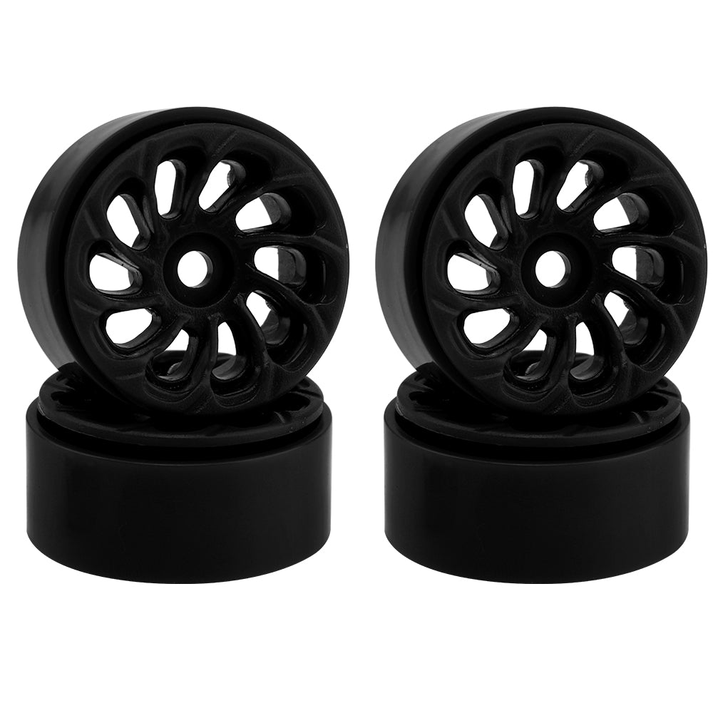 LonZeXy 1.0 inch Plastic Wheel Hub Rims or with Rubber Tires 4PCS For 1/24 SCX24 1/28 RC Off-Road Buggy Mini Model Truck 29.6mm Diameter Colorful RC Car Replacement Parts Style P