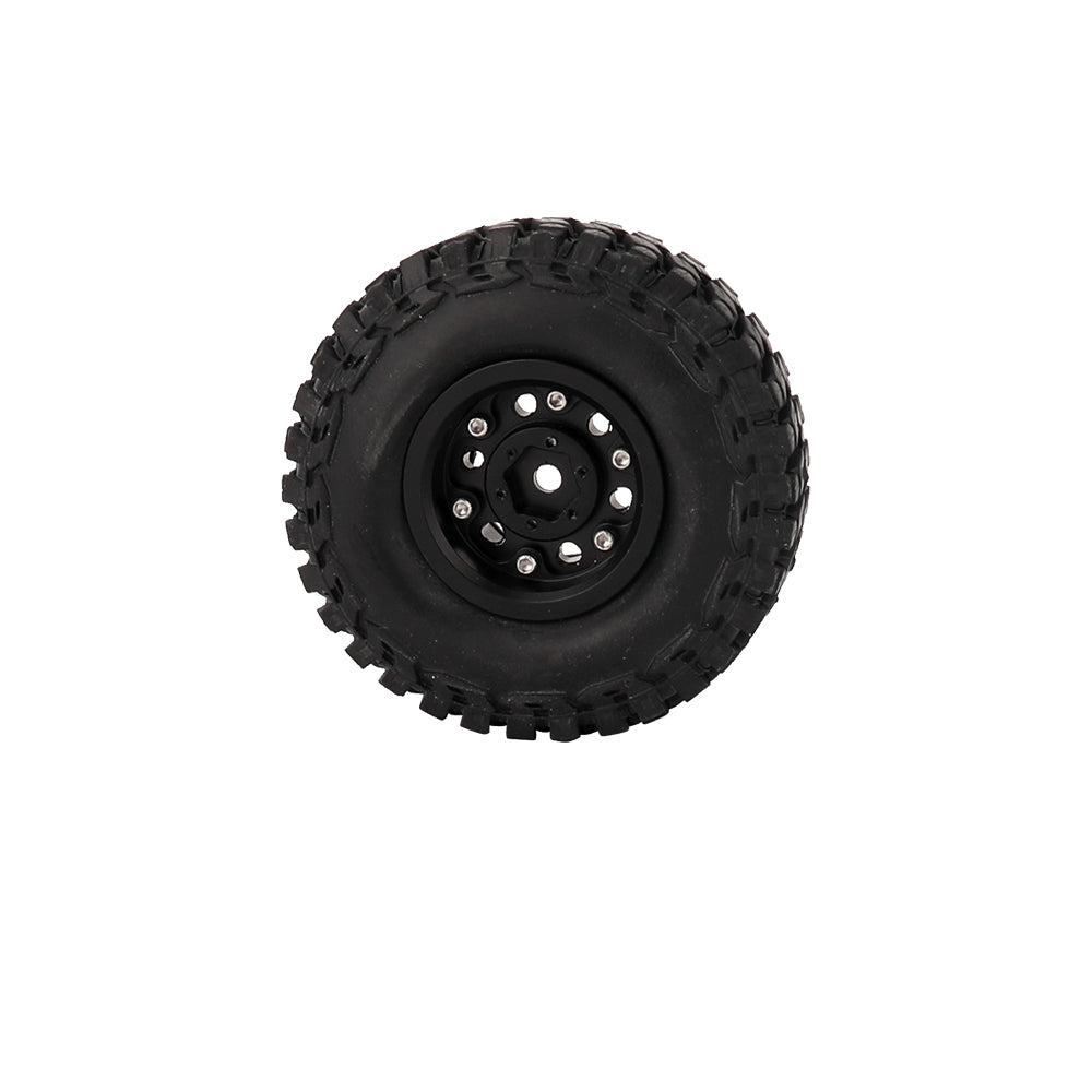 LonZeXy 1/18 1/24 RC Crawler Brass Wheel Rims 4Pcs Black Gold Heavy Weight Wheel Hub with Tires RC Model Upgrade Parts