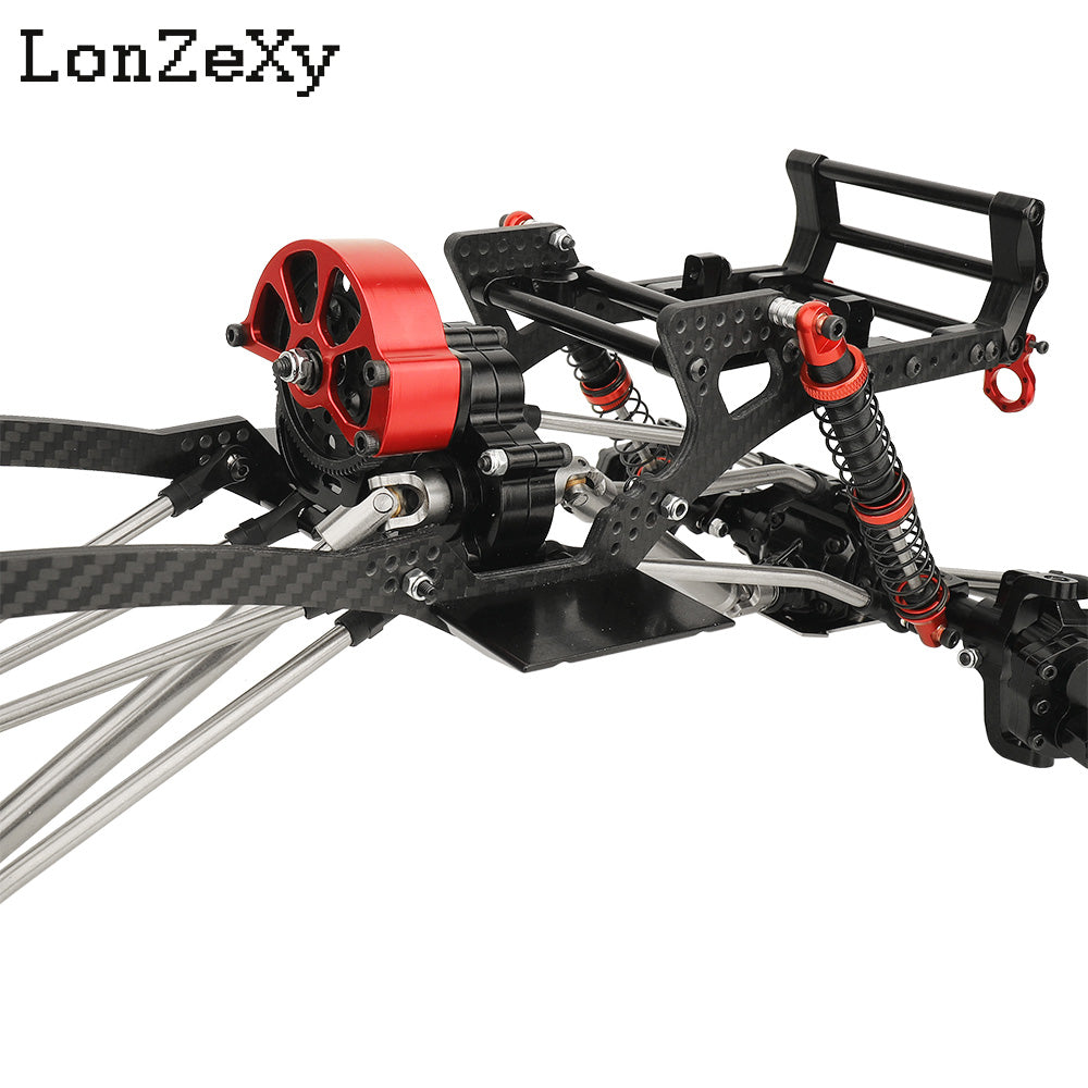 LONZEXY Carbon Fiber Frame Rail Kit Transmission Skid Plate for SCX10 Capra