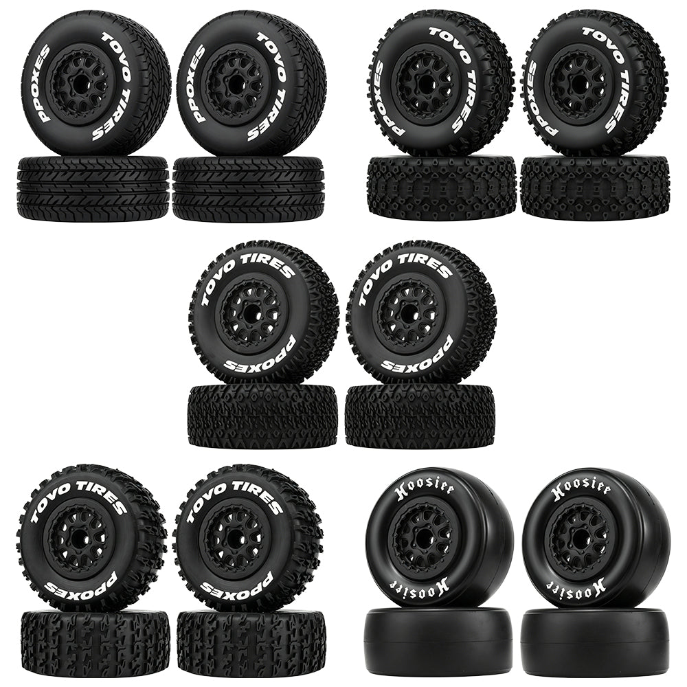 LonZeXy 4PCS DK10 1/10 RC Short Course Truck Wheels Tires Slick Off-Road Rally Racing Tyre Fit Traxxas Mini XRT Flat Ground Wear Resistant RC Buggy RC Model Car Upgrade Rubber Parts