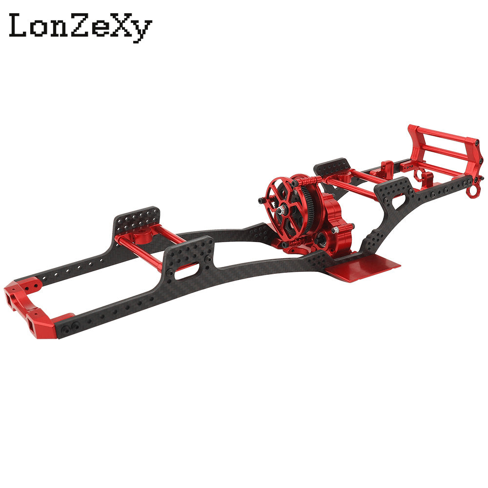 LONZEXY Fiber Frame Rails+Front Bumper Pull Rod Coupler Refit Set for SCX10 II