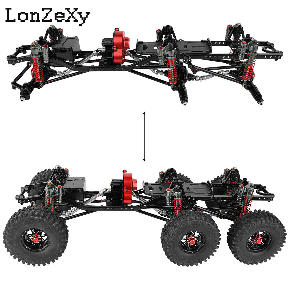 LONZEXY Wheelbase 450mm  6x6 Frame Set +Transmission Front Middle Rear Axle for SCX10