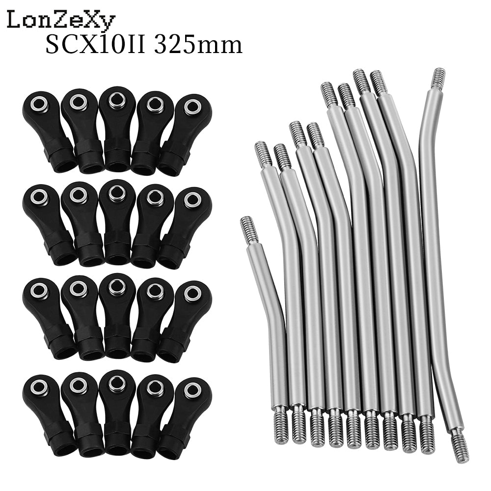 LONZEXY 10PCS Metal RC Links Upper + Lower Set With Plastic Rod For SCX10 II