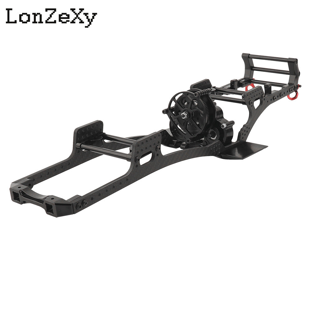 LONZEXY Fiber Frame Rails+Front Bumper Pull Rod Coupler Refit Set for SCX10 II
