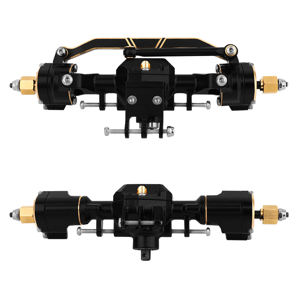 1/18 RC Brass Complete Portal Axle Assembly For Redcat Ascent 18 Crawler,Front 163.1g Rear 130g Upgrade Replacement Parts Black‑Gold