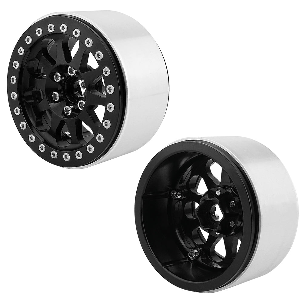 LonZeXy 2.2 Inch CNC Aluminum Beadlock Wheel Rims 110.5g 64.5×35mm For 1/10 RC Crawler Axial SCX10 II TRX4 RC Off‑Road Car Upgrade Replacement Hubs