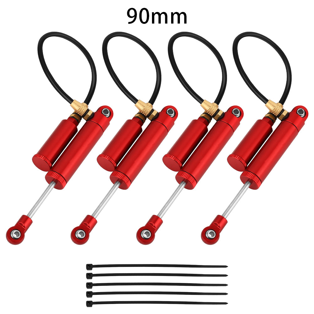 LonZeXy 4PCS Remote Reservoir Negative Pressure Shock Absorber 70/80/90/100/110mm Oil Damper For Axial SCX10 TRX4 TRX6 Wraith 1/10 RC Crawler Upgrade Parts