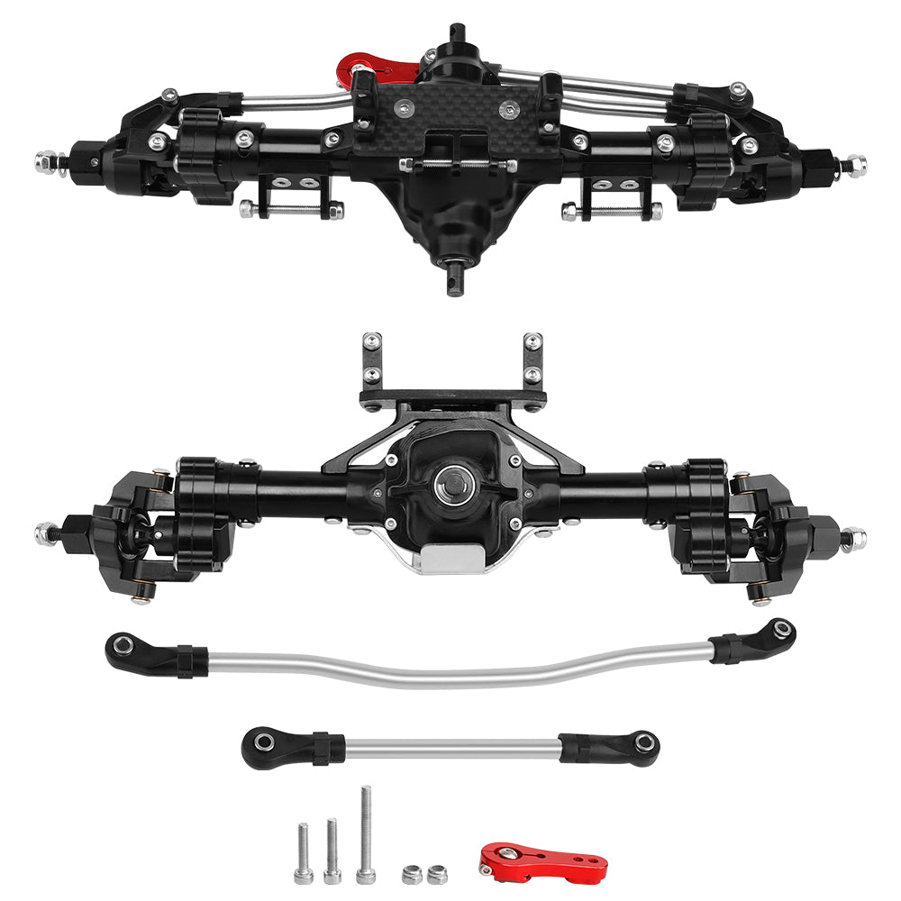 LonZeXy CNC Aluminum Portal Middle Axle With Steering Link Option, Metal Portal Axle For 1/10 SCX10 6x6 RC Crawler Chassis Upgrade Parts