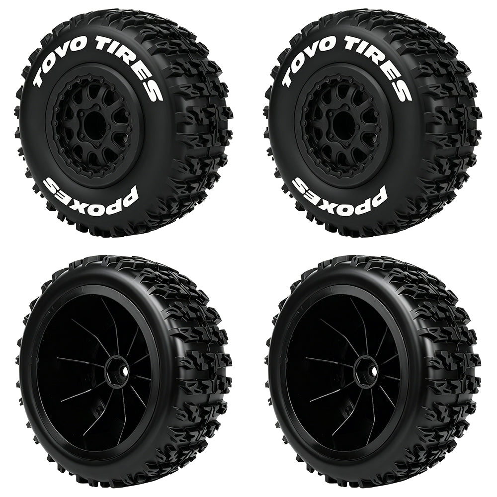 LonZeXy 4PCS DK10 1/10 RC Short Course Truck Wheels Tires Slick Off-Road Rally Racing Tyre Fit Traxxas Mini XRT Flat Ground Wear Resistant RC Buggy RC Model Car Upgrade Rubber Parts