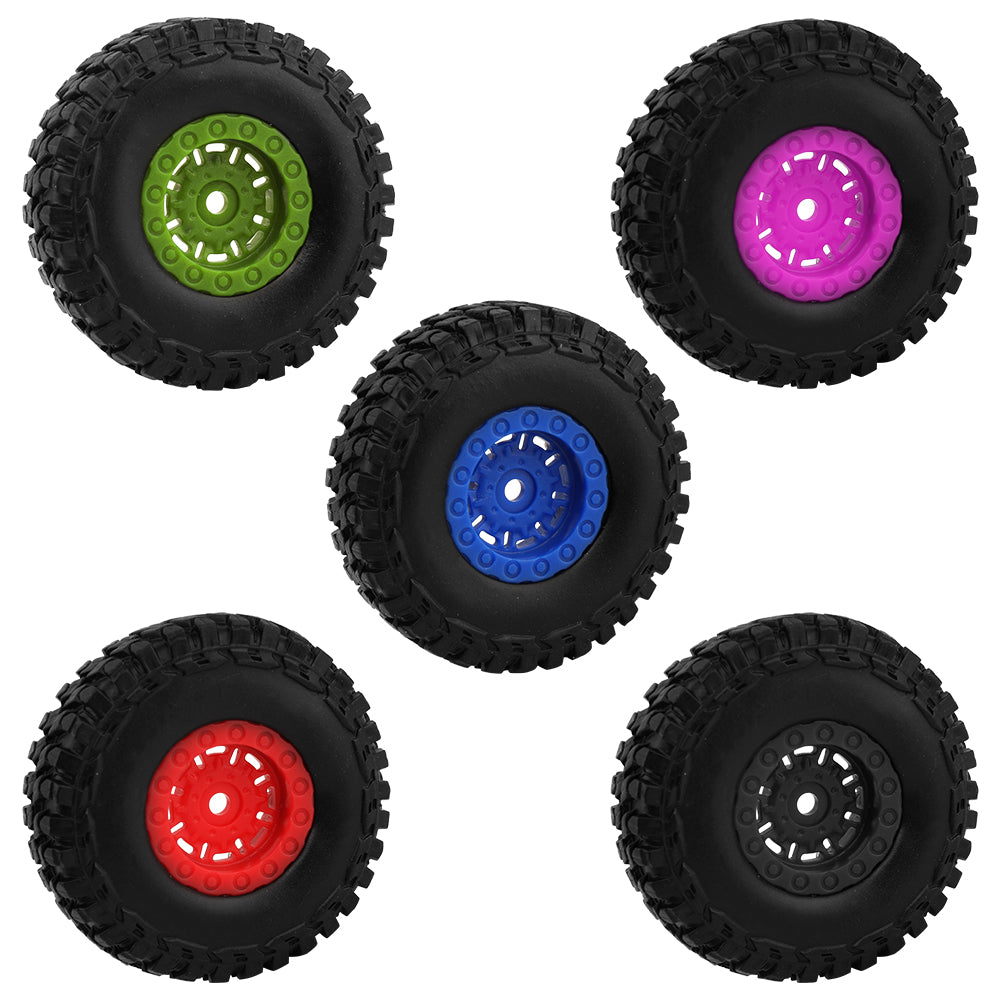 LonZeXy 1.0 inch Plastic Wheel Hub Rims or with Rubber Tires 4PCS For 1/24 SCX24 1/28 RC Off-Road Buggy Mini Model Truck 29.6mm Diameter Colorful RC Car Replacement Parts Style F