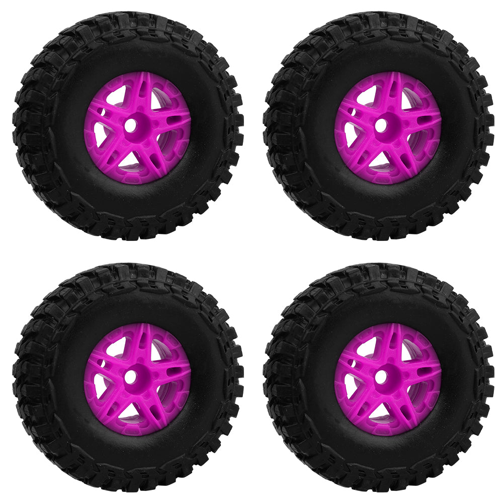 LonZeXy 1.0 inch Plastic Wheel Hub Rims or with Rubber Tires 4PCS For 1/24 SCX24 1/28 RC Off-Road Buggy Mini Model Truck 29.6mm Diameter Colorful RC Car Replacement Parts Style K