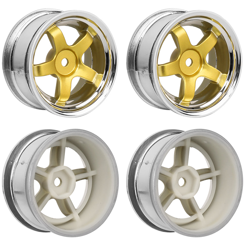 1/10 RC On-Road Drift Car Electroplated Plastic Wheel Rims 4 Styles Multi Color 12mm Hex Empty Hubs RC Modification Parts