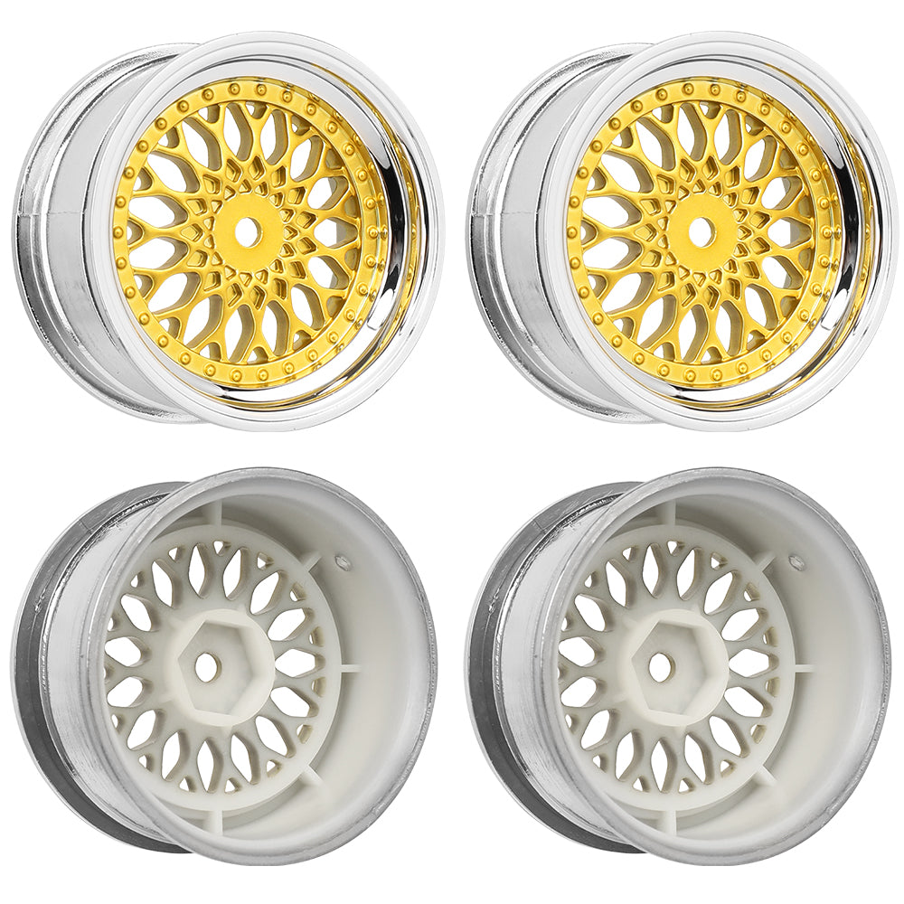 1/10 RC On-Road Drift Car Electroplated Plastic Wheel Rims 4 Styles Multi Color 12mm Hex Empty Hubs RC Modification Parts
