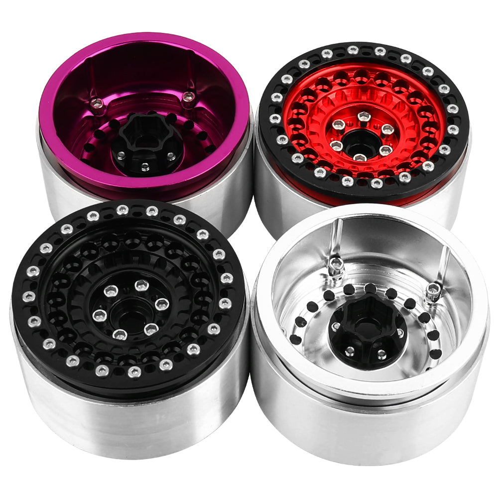 LonZeXy 2.2 Inch CNC Aluminum Beadlock Wheel Rims 114.8g For 1/10 RC Crawler, Replacement Wheel Hub For SCX10 TRX4