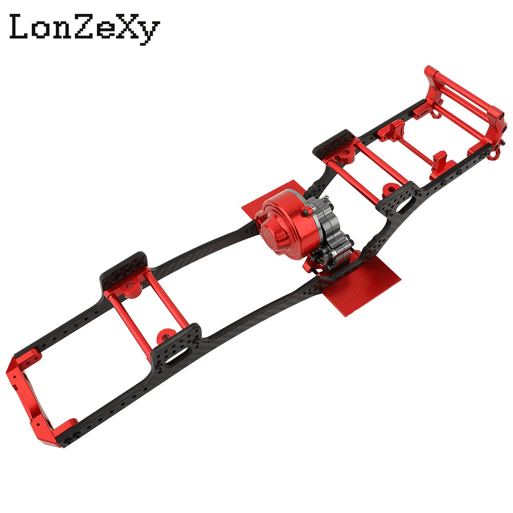 LONZEXY Fiber Frame Rails+Front Bumper Pull Rod Coupler Refit Set for SCX10 II