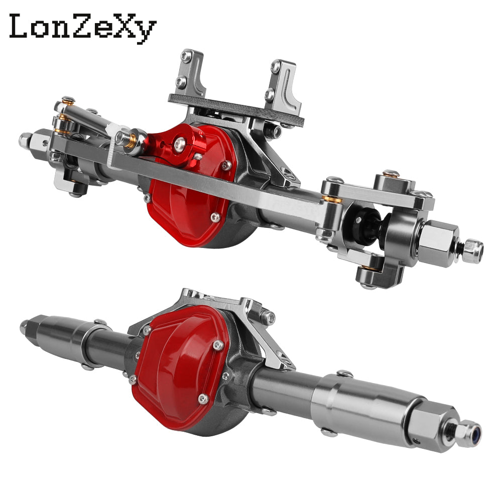 Lonzxey Aluminum Complete Axle Set with Enhanced Axle Shaft for Axial SCX10 RC4WD D90 1/10 RC C (Titanium Front+Rear)