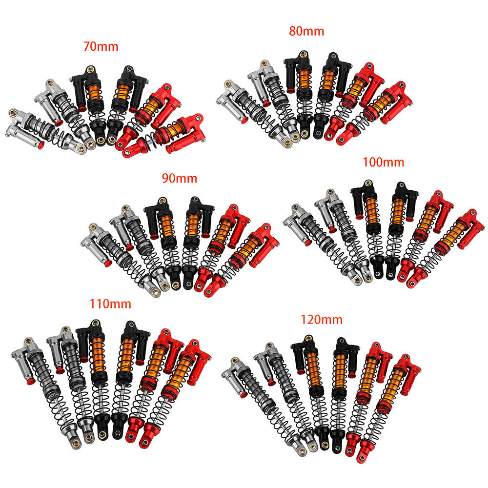 LonZeXy 4PCS 1/10 RC Crawler Piggyback Oil Shock Absorber 70/80/90/100/110/120mm Adjustable Damper For Axial SCX10 TRX4 D90 RC Off-Road Car Upgrade Parts