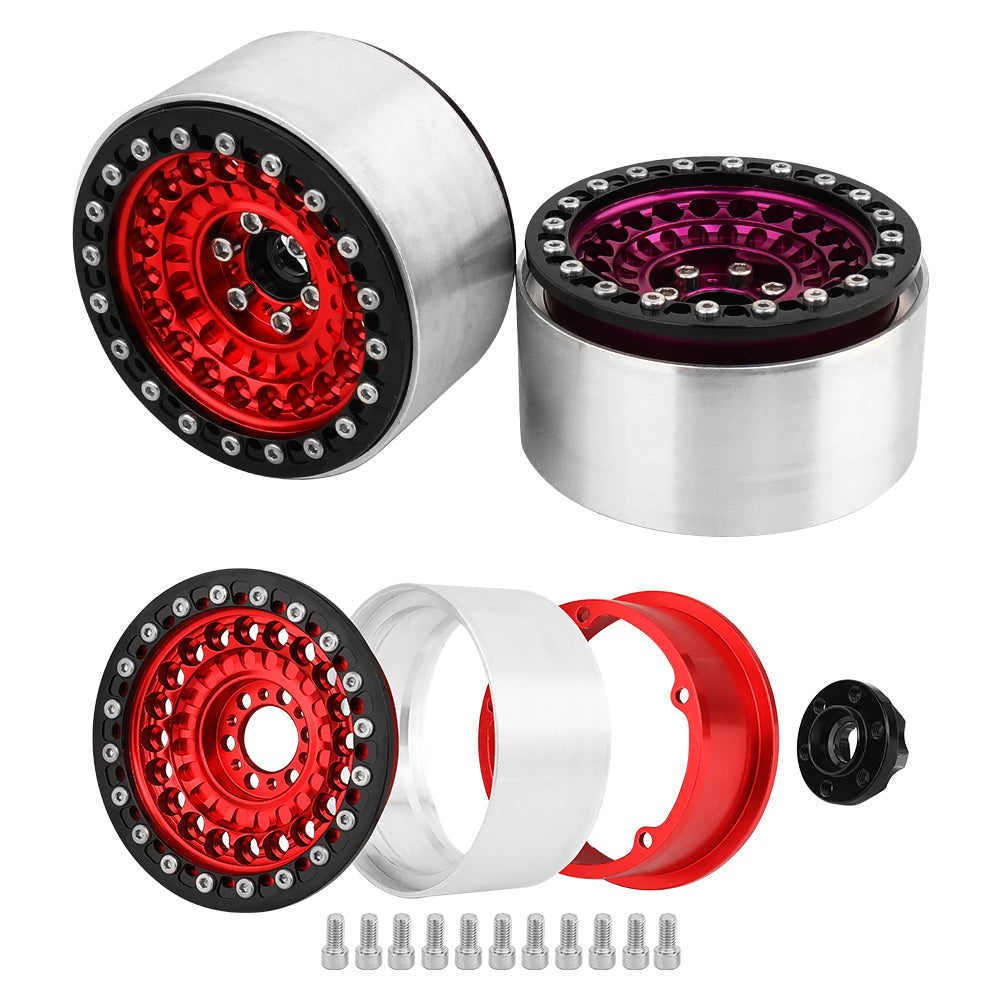 LonZeXy 2.2 Inch CNC Aluminum Beadlock Wheel Rims 114.8g For 1/10 RC Crawler, Replacement Wheel Hub For SCX10 TRX4