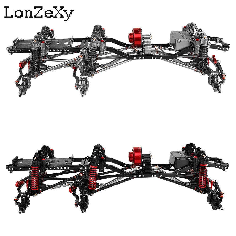 RC Chassis Frame For Axial For SCX10 Lonzexy Metal Alloy Upgraded 6x6 RC Car For Chassis Empty Frame With 3 Axles Gearbox Links DIY RC Crawler Car Parts